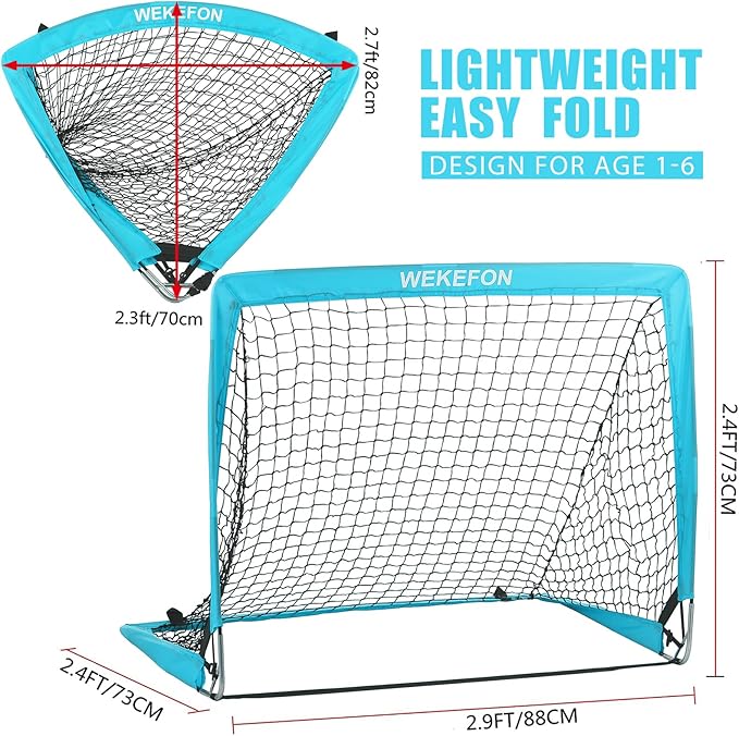 Soccer Goal Kids Soccer Net for Backyard Set 2 - 2.9'x2.4' Portable 1-8