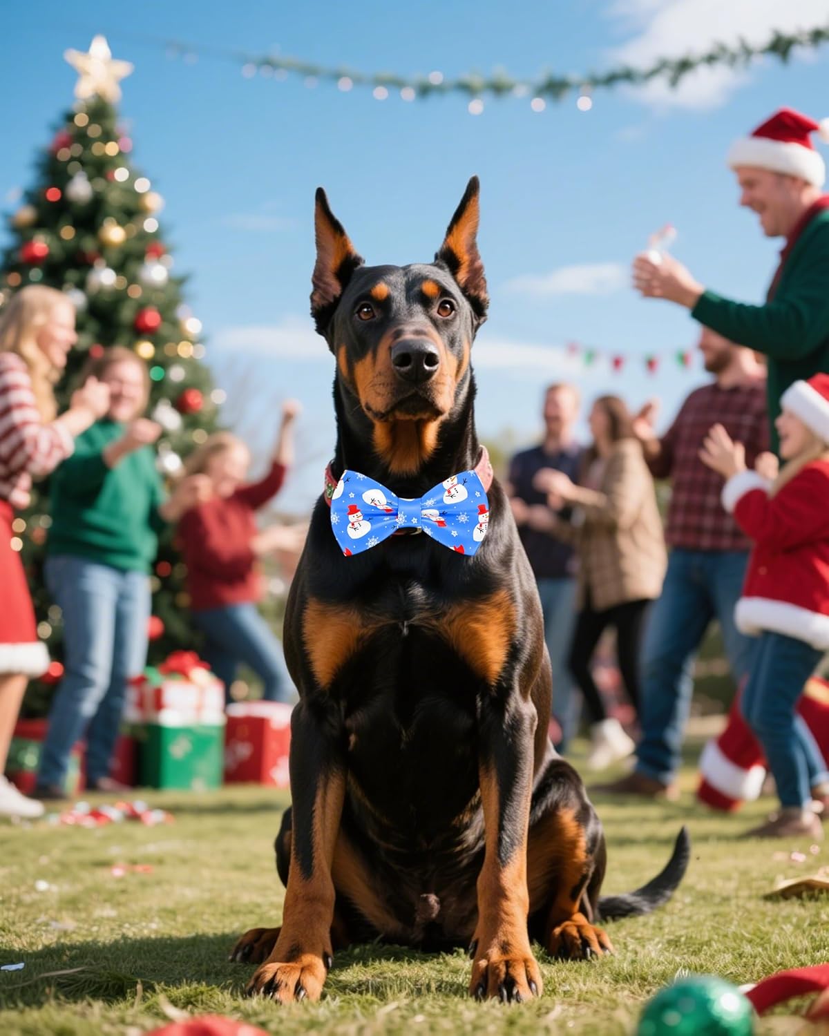 PET SHOW 10 Pack Christmas Big Dog Bow Ties for Large Medium Dogs Sliding Collar Attachments Xmas Tree Bowties Santa Bowknots Holiday Party Pet Grooming Accessories(Large)