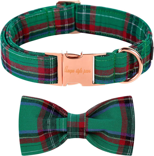 Unique style paws Dog Collar with Bow Tie Christmas Dog Collar for Small Medium Large Dogs with Adjustable Metal Buckle -M