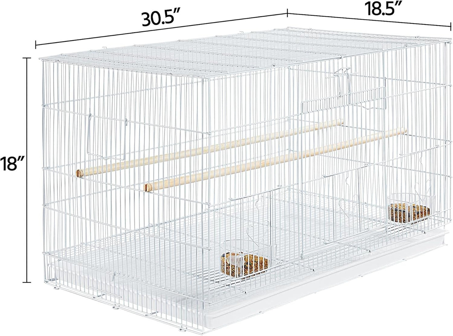 Yaheetech 30-inch Stackable Flight Bird Cages for Parakeets Cockatiels Conures Finches Budgies Lovebirds Canaries Small Birds Parrots Birdcage, White