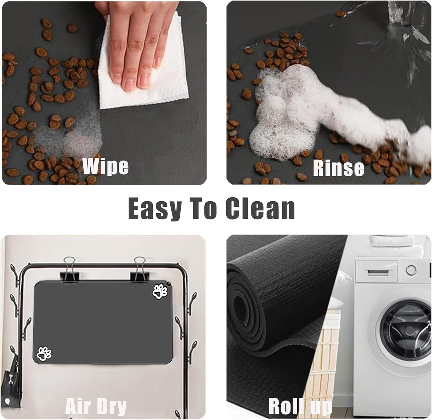 Large Pet Feeding Mat,Super Absorbent Pet Mat,Quick Dry Cat & Dog Water Dispenser Mat,No Stains Non Skid Pet Food Mat for Food and Water Bowl,Easy to Clean Pet Placemats(36"x16" Dark Gray)