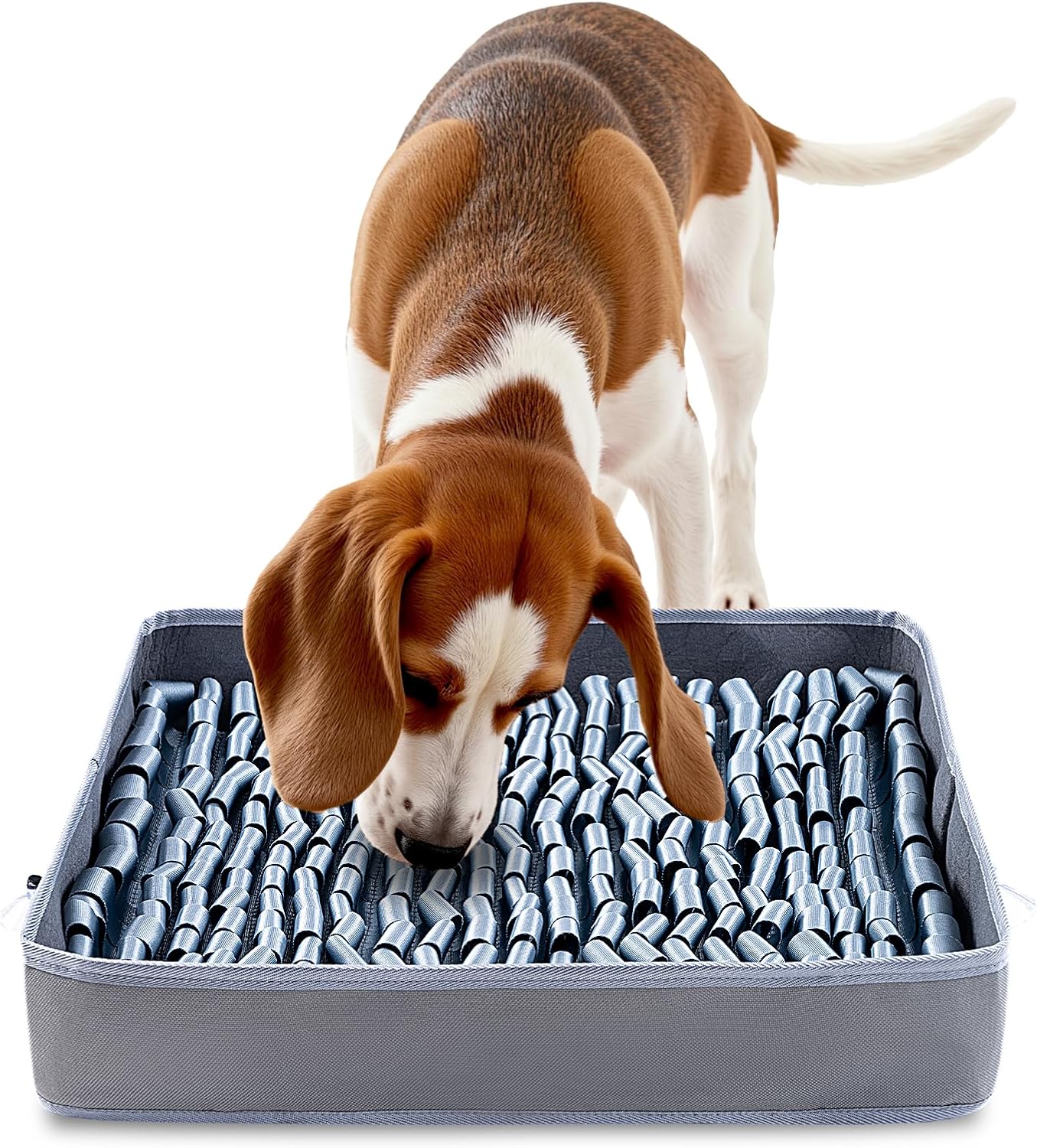 Snuffle Mat for Dogs, Dog Puzzle Mat, Interactive Dog Toys for Enrichment,Sniff Mats with Non-Slip Backing,Suitable for Breeds and Sizes of Dogs (Silver, 17" X 15")