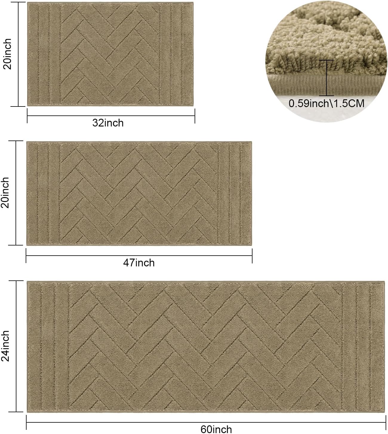 Tindbea Dog Mat for Muddy Paws,Absorbs Moisture Dirt Non-Slip Washable Mud Mat for Dogs,Soft Rubber Backing Front Inside Pet Rug for Entryway, Mud Dog Paws, Patio(24"x59",Light Taupe)