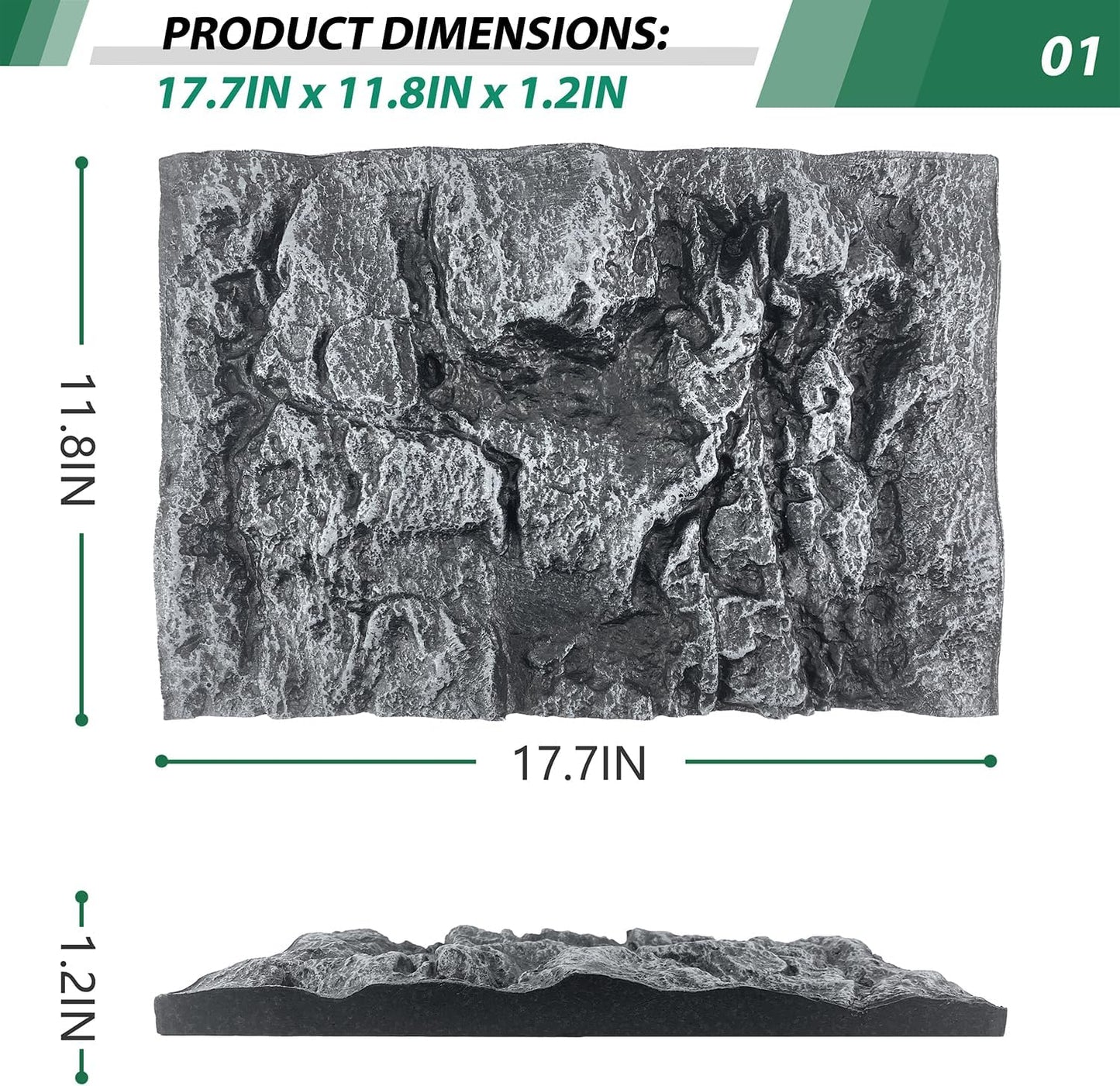 17.7x11.8in Rock Terrarium Background,3D Reptile Tank Background Board,Amphibian Stereo Backdrop Wall,Lizard Snake Gecko Spider Turtle Fish pet silo Background Decorative Panel(Grey)