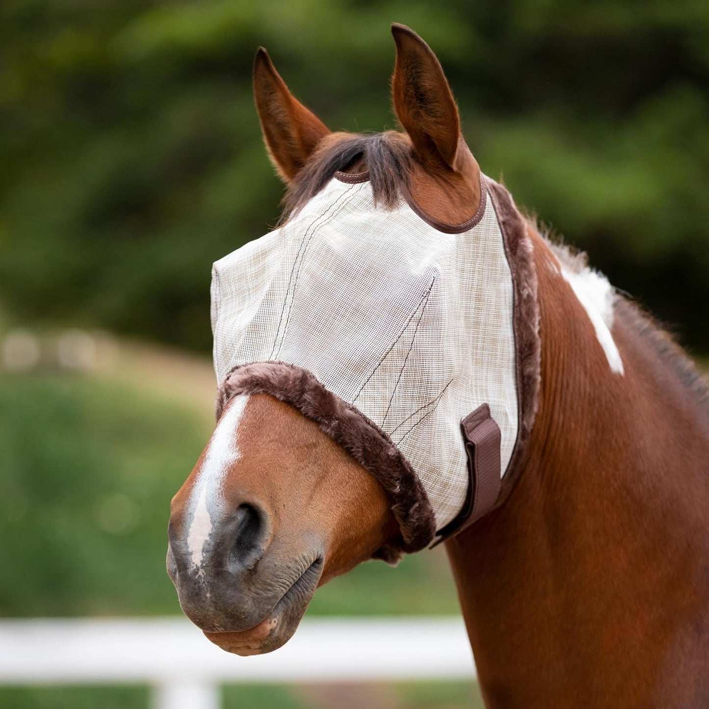 Kensington UV Fly Mask with Fleece Trim - Protective Mask with Dual Ear Opening Size: Small Color: 500-Desert Sand