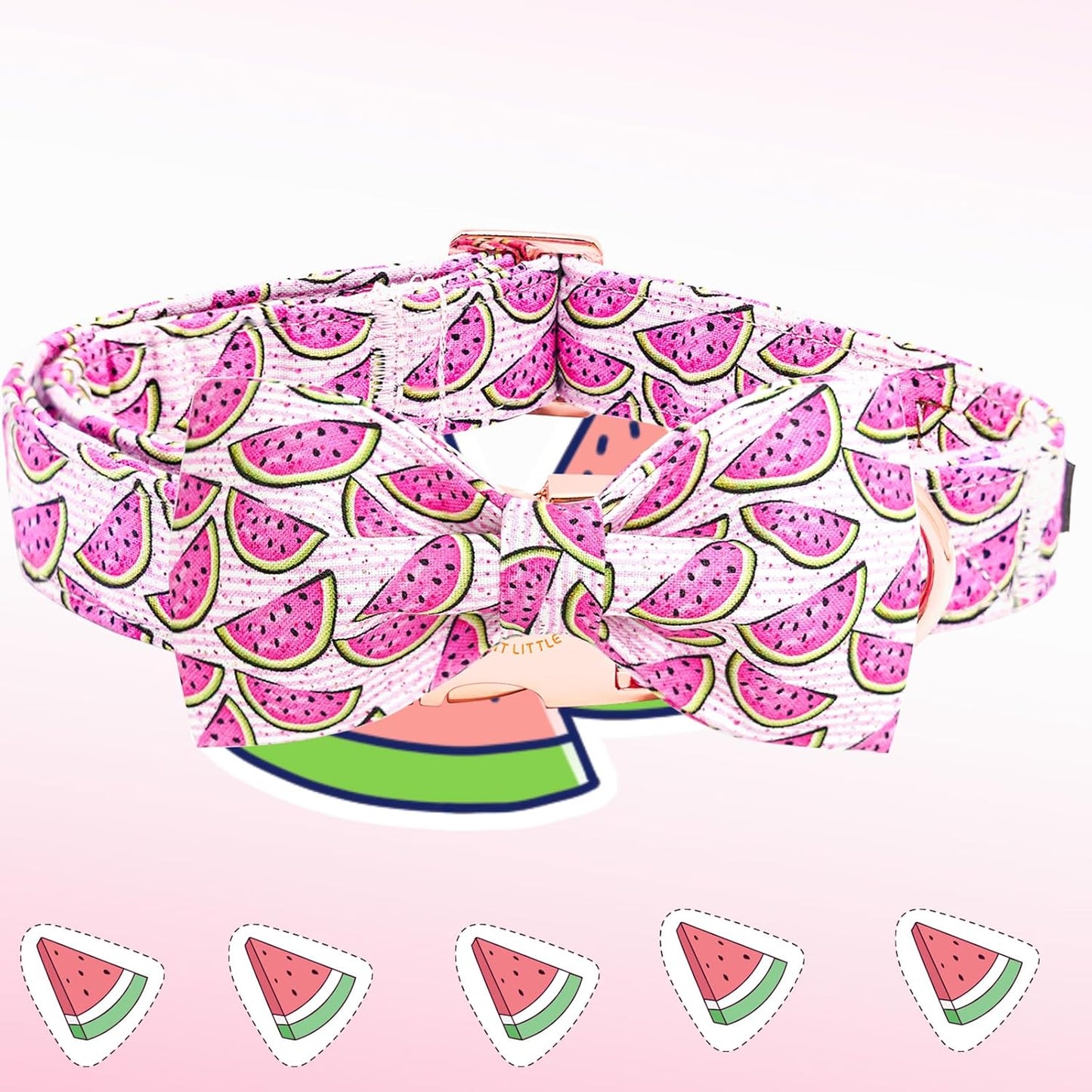 Elegant little tail Dog Collar, Watermelon Print Pet Collar Summer Dog Collar Durable Metal Buckle Dog Collars Cotton Pet Adjustable Dog Collars for X-Large Dogs