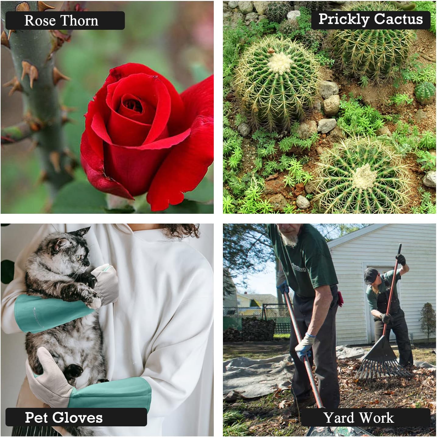 HANDLANDY Long Gardening Gloves for Men & Women, Thorn Proof Rose Pruning Gloves Leather Gauntlets Garden Glove Yard Work Glove (Large, Green)