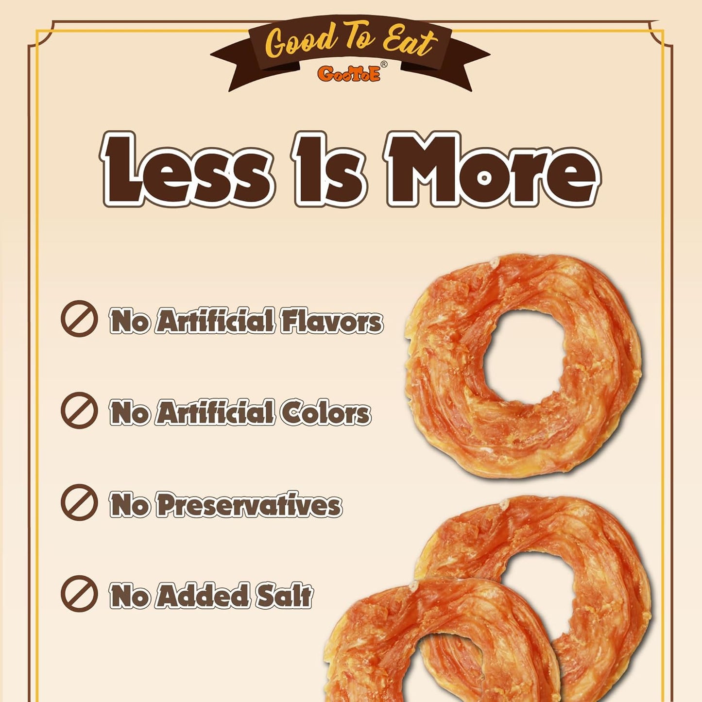 Gootoe Turkey Tendons for Dogs –All-Natural, Hypoallergenic Dog Treats, Rawhide Alternative, Long Lasting Puppy Chews, Healthy Dog Treats for Medium Breeds, Ring (M), 16 oz Pack (1 lb)