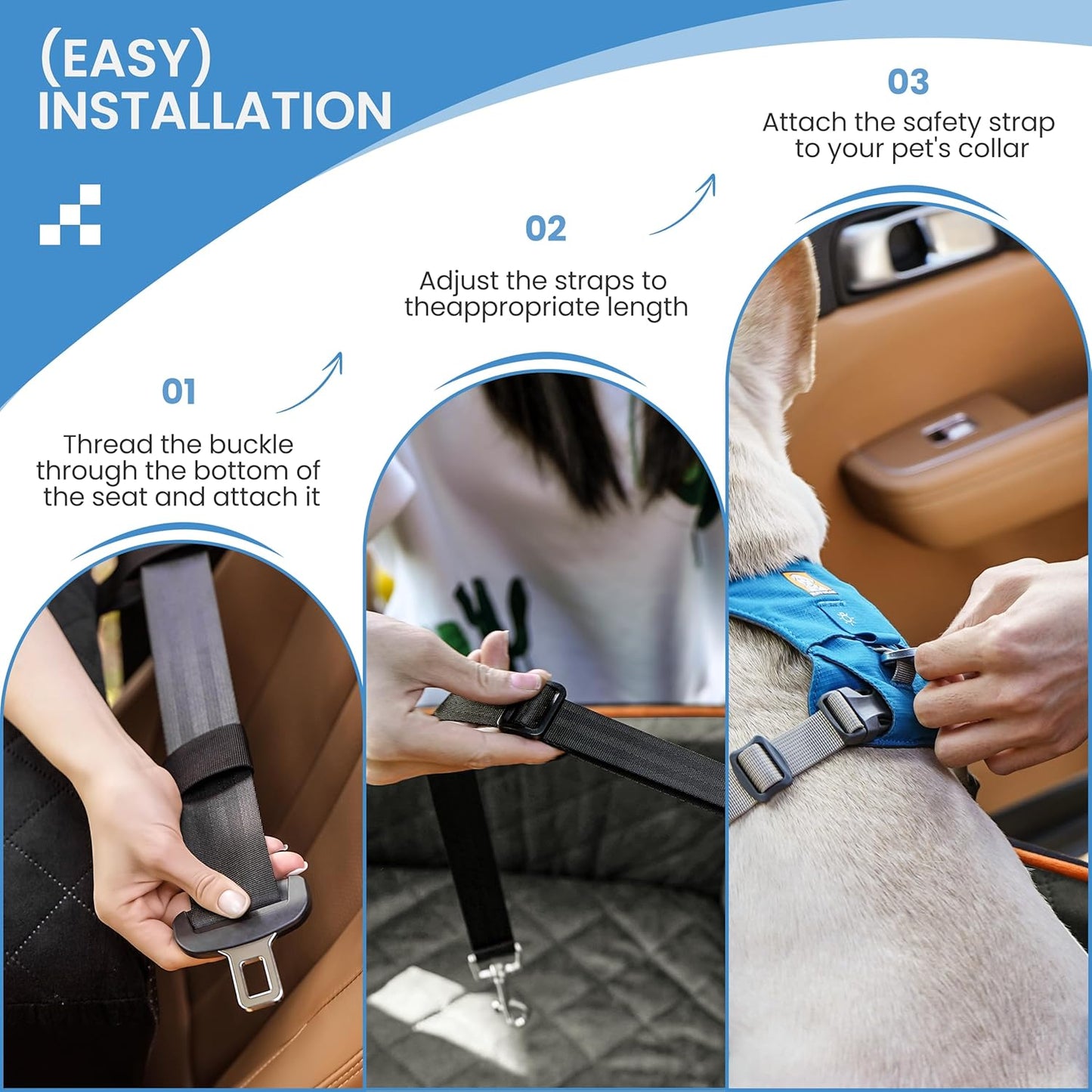 Dog Car Seat for Medium Dogs - Pet Car Seat with 2 Safety Straps & Waterproof Padding, Portable Pet Carrier for Cars, Trucks & SUVs, Comfortable Booster Bed for Pets Up to 55lbs (Black/Grey)