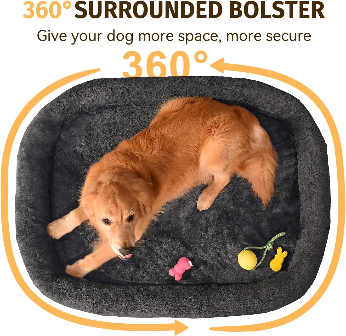 Orthopedic Washable Large Dog Bed: Waterproof Pet Bed with Bolsters - Removable Washable Cover for L XL XXL Large Sized Dog Bed - Non-Slip Bottom