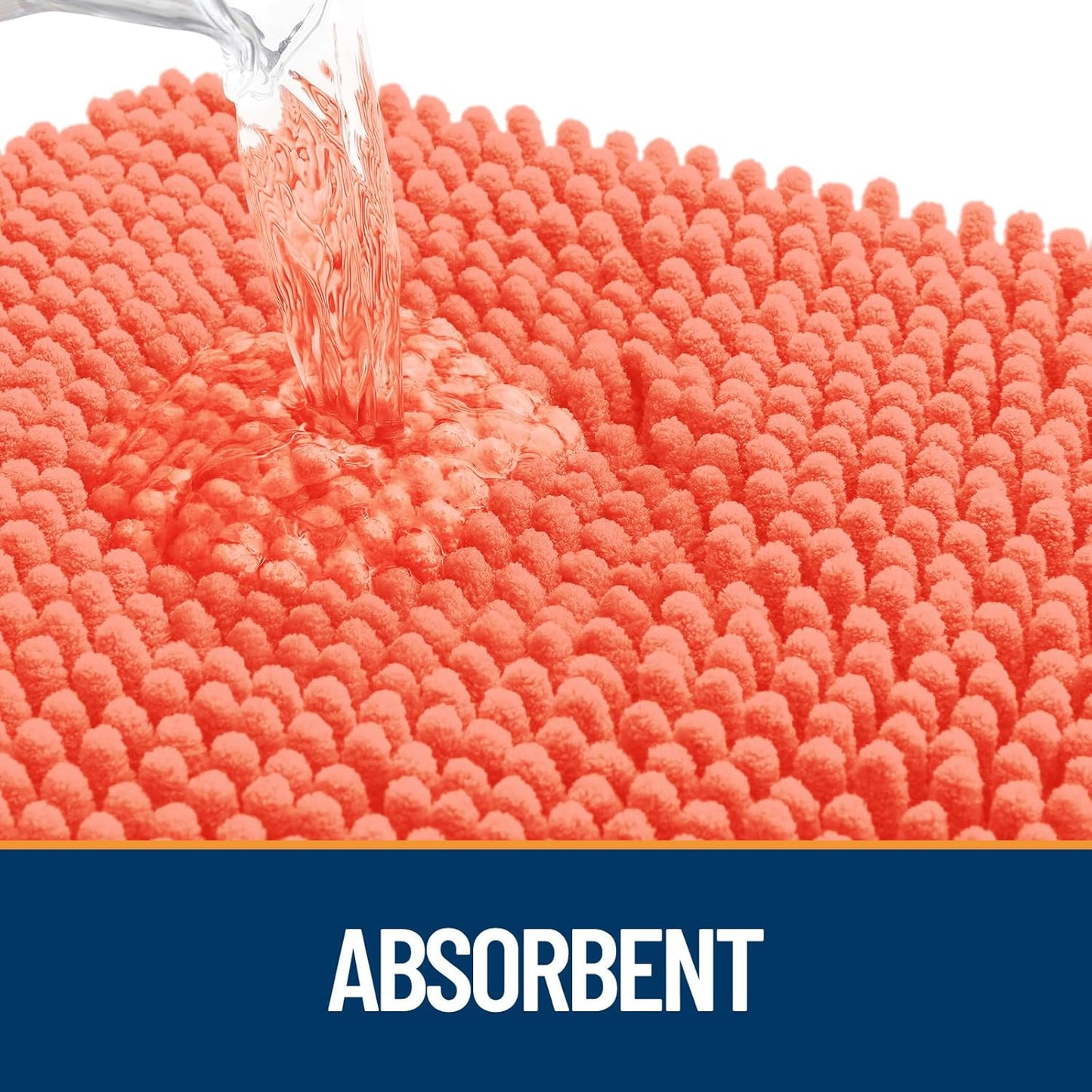 OLANLY Dog Door Mat for Muddy Paws 44x32, Absorbs Moisture and Dirt, Absorbent Non-Slip Washable Doormat, Quick Dry Chenille Mud Mat for Dogs, Entry Indoor Entryway Carpet for Inside Floor, Coral