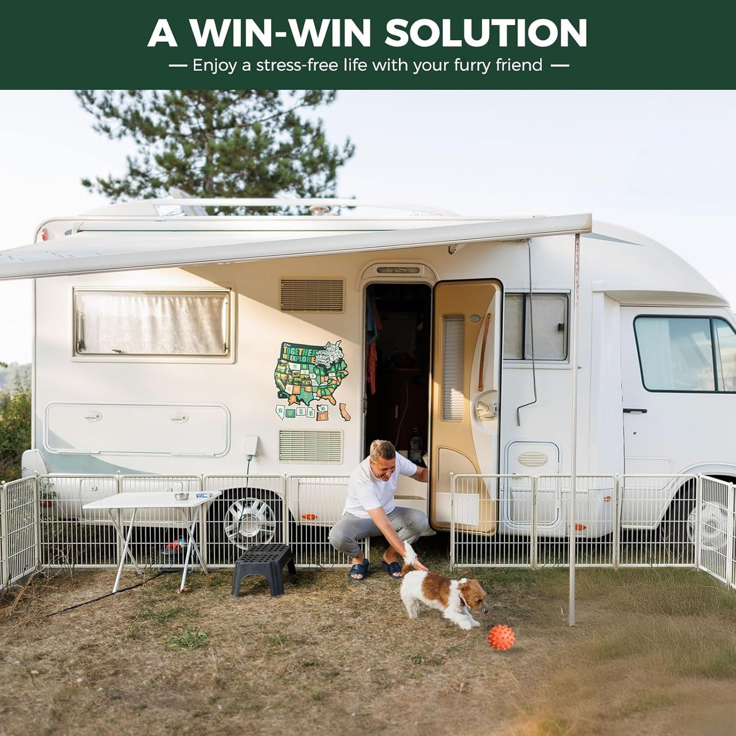 FXW Rollick Unleashed Dog Playpen for Indoor, Yard, RV Camping, 24 inch 24 Panels for Small and Puppy Dogs, White│Patented