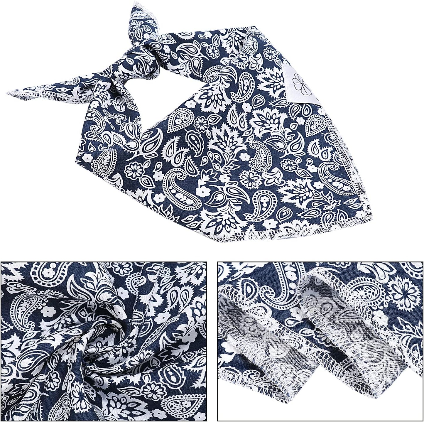 E-Clover Dog Bandanas Boy & Matching Scrunchie Set Dog Bandana Scarf Bibs with Bow Scrunchies for Medium Large Dogs Pet Owner Mom Boho