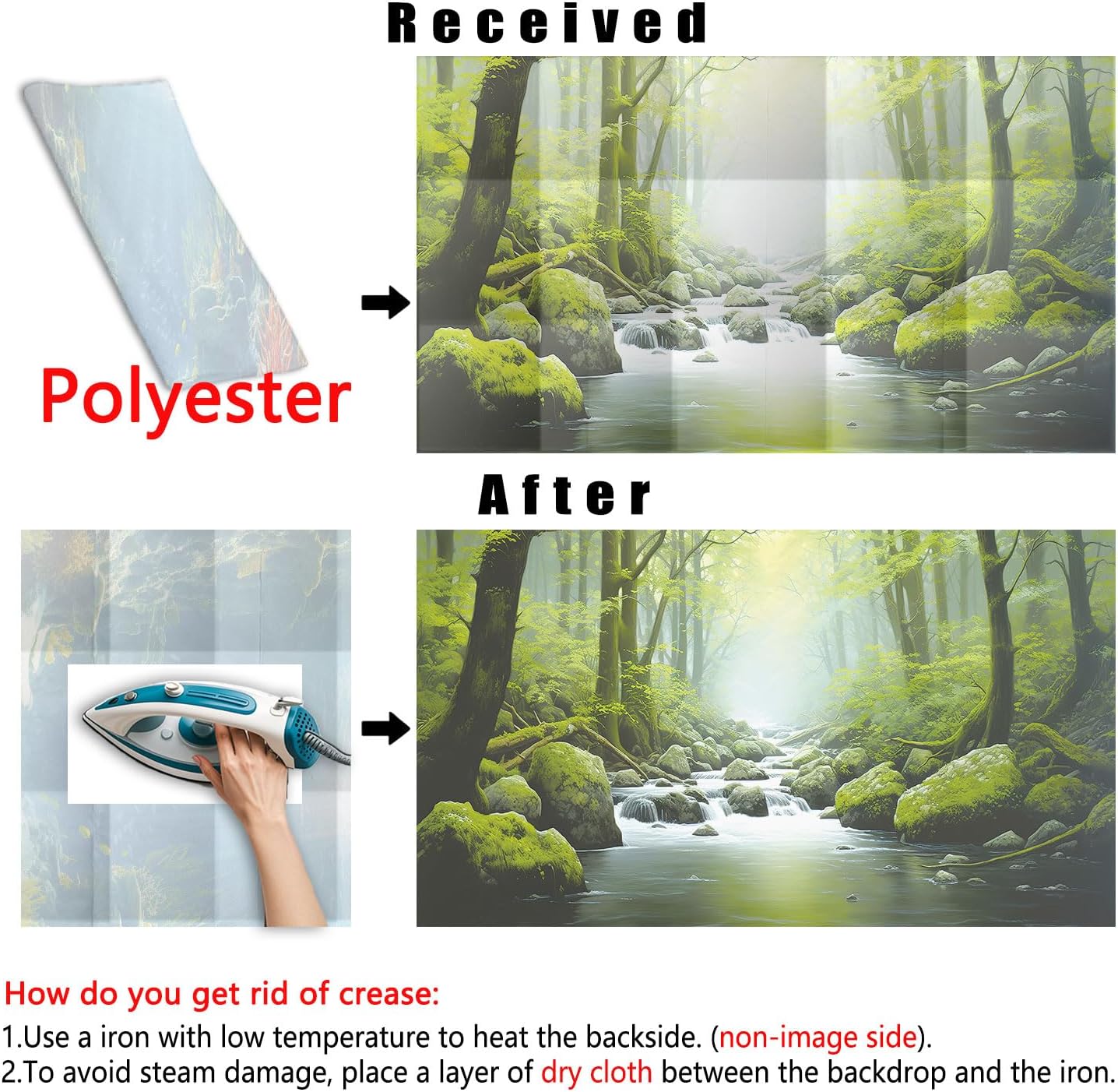 36X24IN Tropical Forest Terrarium Background, Natural Green Forest Tree Reptile Habitat Background, Misty Rainforest Aquarium Background, with 8 EVA Double-Sided Tape