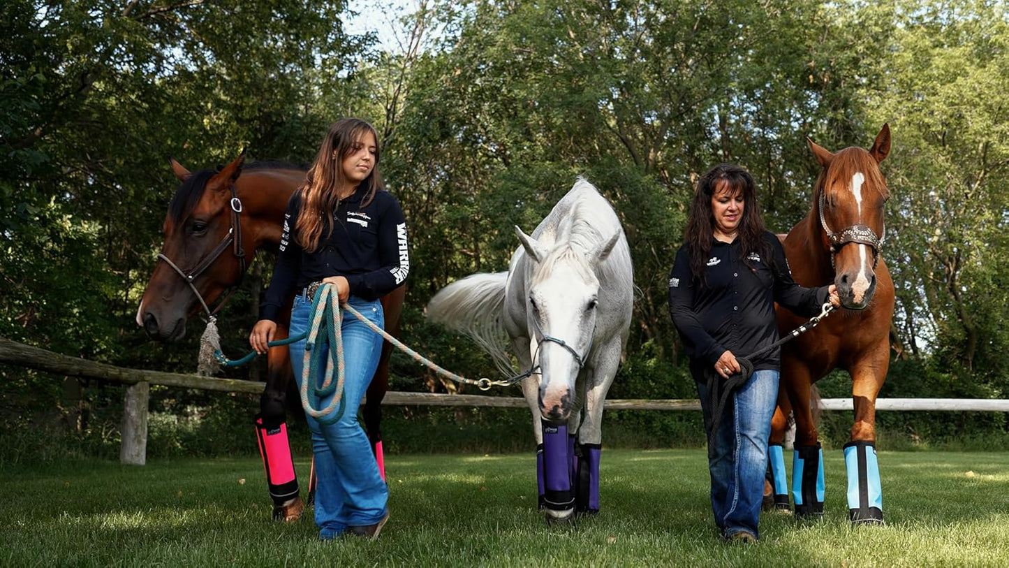 Warrior Fly Boots for Horses - Breathable Mesh Horse Boots for Fly Protection & Leg Comfort - Set of 4 (Lil Warrior, Gray)