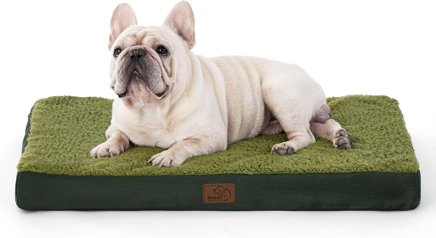 Bedsure Dog Bed Medium Size Dog - Orthopedic Flat Puppy Beds with Removable Washable Cover, Egg Crate Foam Pet Mat, Suitable for Pet Up to 35 lbs