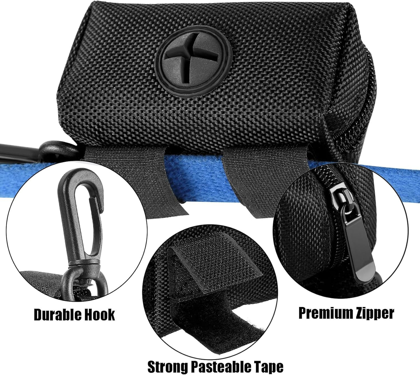 Dog Poop Bag Holder for Leash Attachment Dog Poop Bag Dispenser Dog Waste Bag Dispensers Dog Poop Bag Holders Fit Dog Leash Accessory With Hand Free Holder Carriers, Black