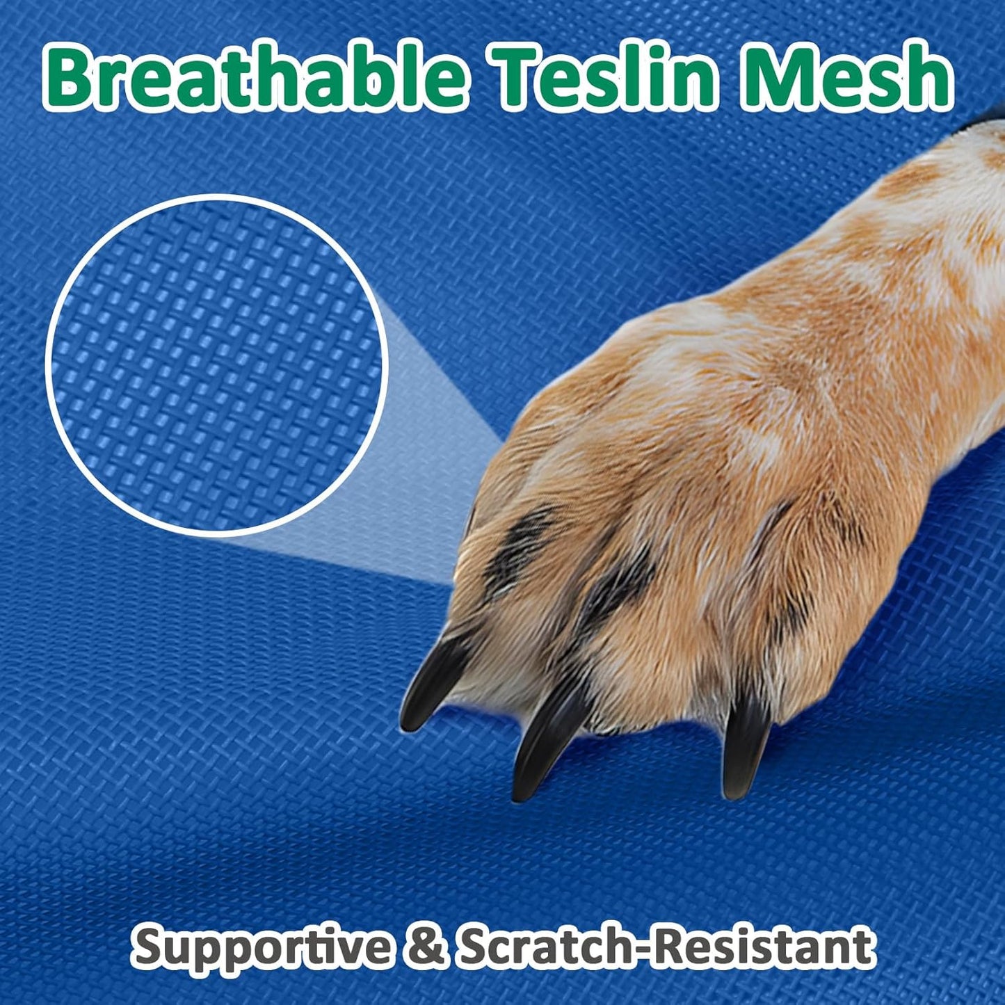 Elevated Dog Bed Outdoor for Medium Dogs, Raised Dog Cot Bed Off The Ground with Breathable Mesh & Non Slip Feet, Lifted Pet Hammock Bed Indoor (M, Blue)