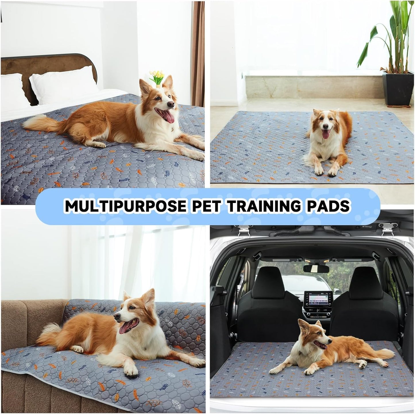 Sunheir Washable Pee Pads for Dogs Extra Large 36" x 72" 2-Pack, Reusable Puppy Pads Pet Training Pads, Waterproof Dog Pee Pads for Crate, Whelping Pad, Non-Slip Protects Against Urine Leakage