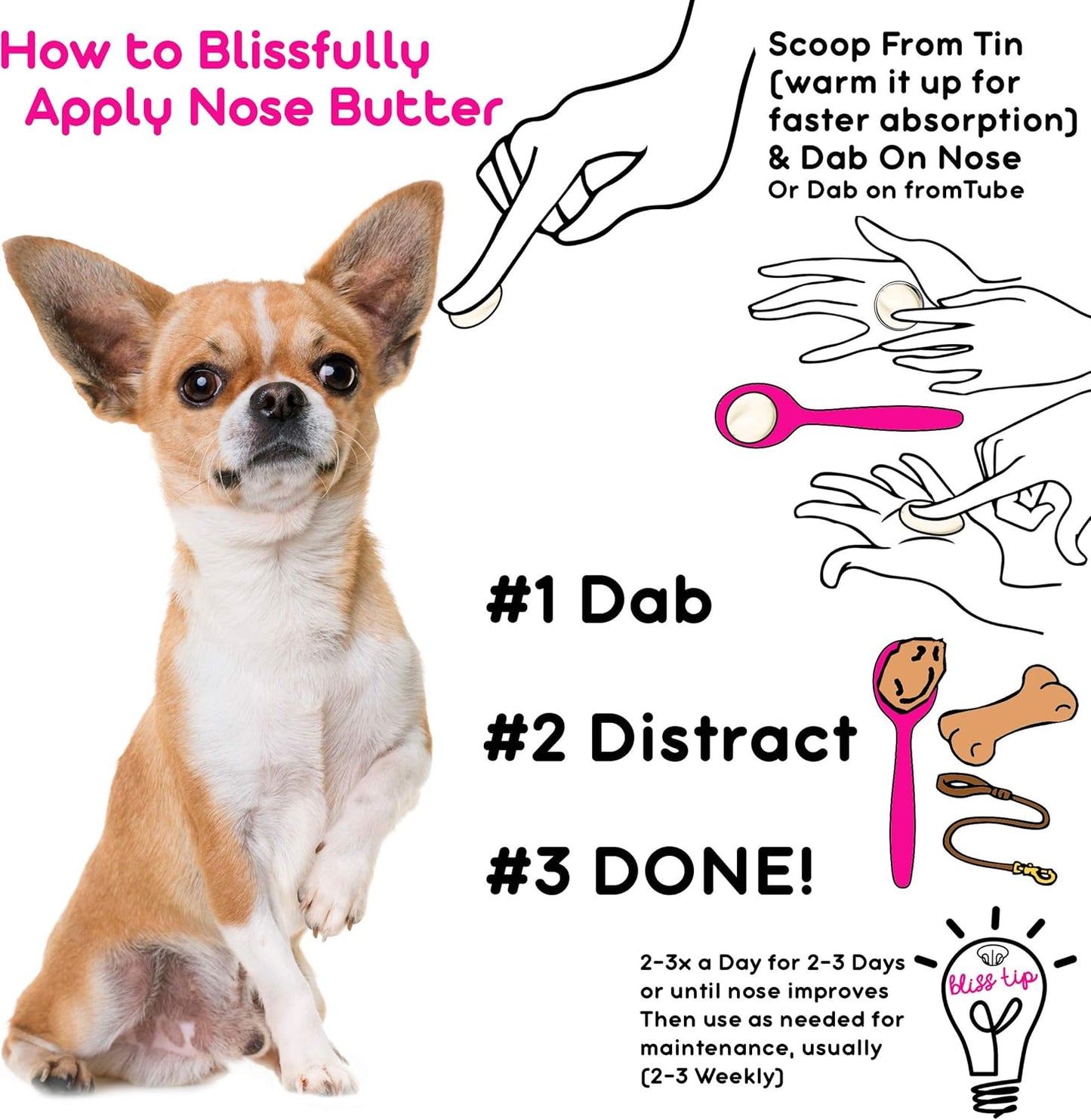 The Blissful Dog Short Coat Chihuahua Unscented Nose Butter - Dog Nose Butter, 16 Ounce