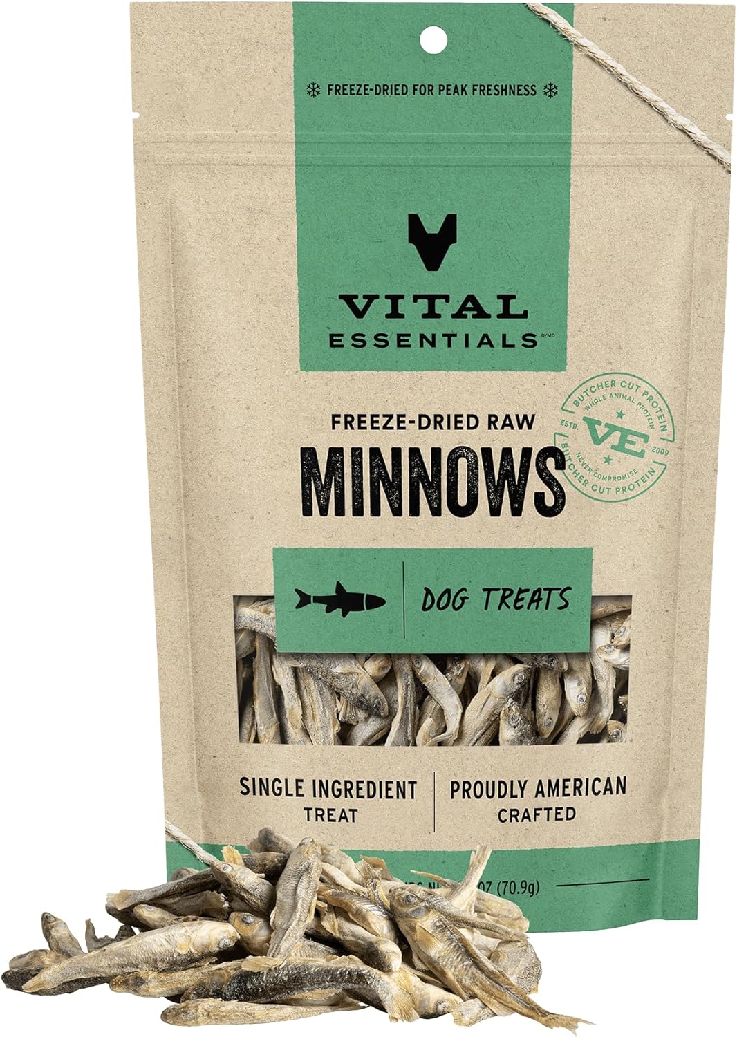 Vital Essentials Minnows Dog Treats, 2.5 oz | Freeze-Dried Raw | Single Ingredient | Premium Quality High Protein Training Treats | Grain Free, Gluten Free, Filler Free