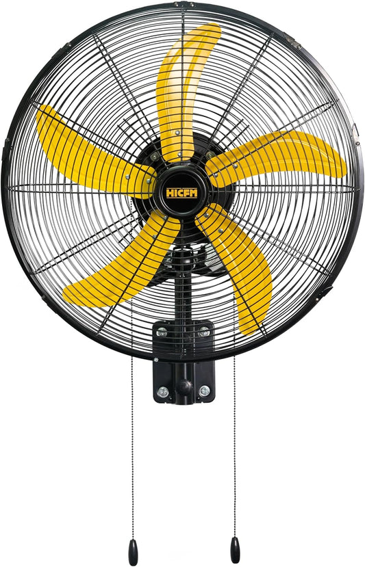 HiCFM 20" Oscillating Wall Mount Fan, 5000 CFM High Velocity Industrial Wall Mounted Heavy Duty Shop Fans with 3 Speed Settings 80° Oscillation for Commercial Garage Warehouse workshops Factory