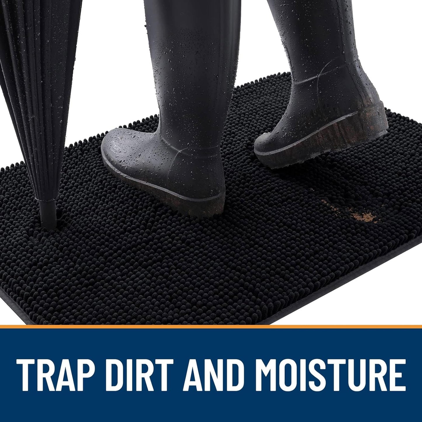 OLANLY Dog Door Mat for Muddy Paws 40x32, Absorbs Moisture and Dirt, Absorbent Non-Slip Washable Doormat, Quick Dry Chenille Mud Mat for Dogs, Entry Indoor Entryway Carpet for Inside Floor, Black