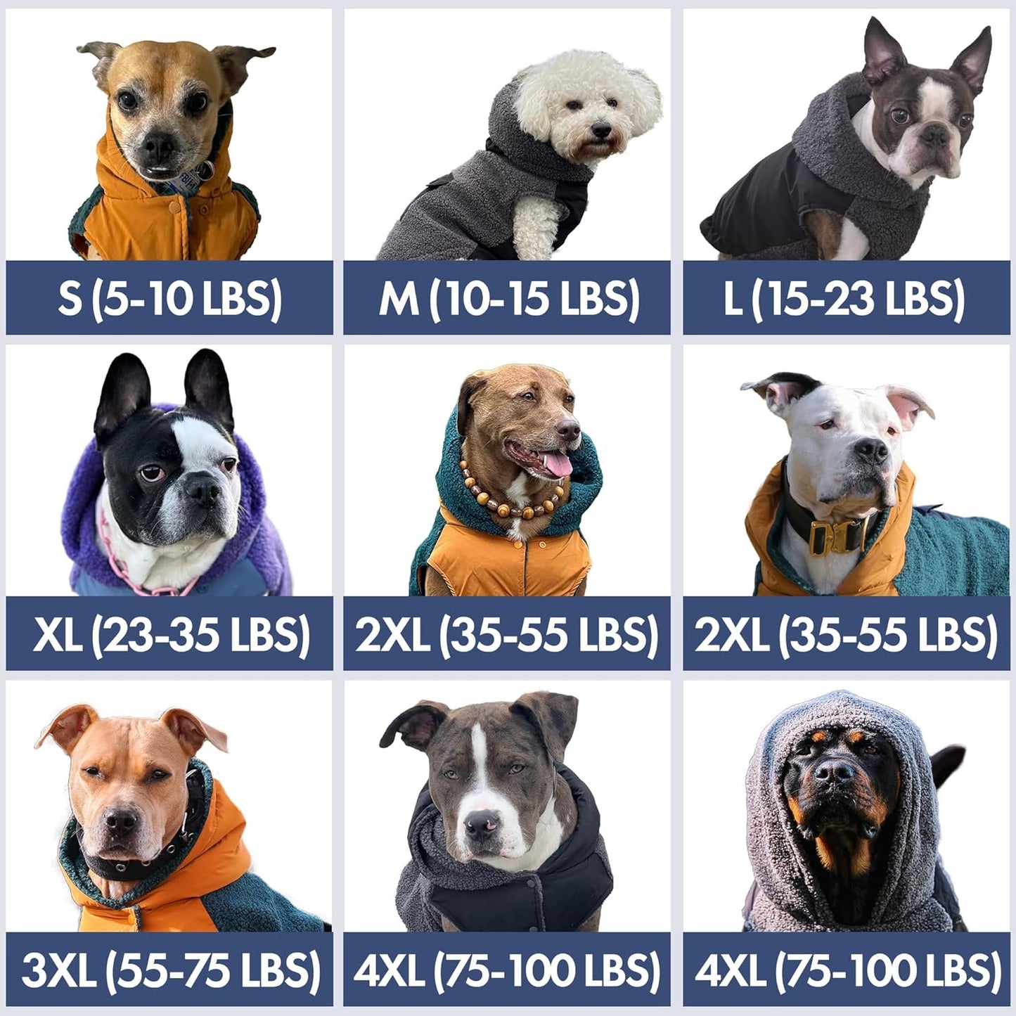 Spark Paws Reversible Dog Sweater, Sherpa Jacket Vest with Warm Fleece Lining, Warm Coat for Winter, Suitable for Small Medium, Large, XL XXL Dogs - Black and Grey - 2XL