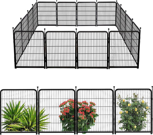 Doorless Dog Playpen 56inch 10 Panels, Dog Fence Outdoor for Yard, Garden Fence for Medium/Large Pets. Black Dog Pens Total22.1 Ft(L)