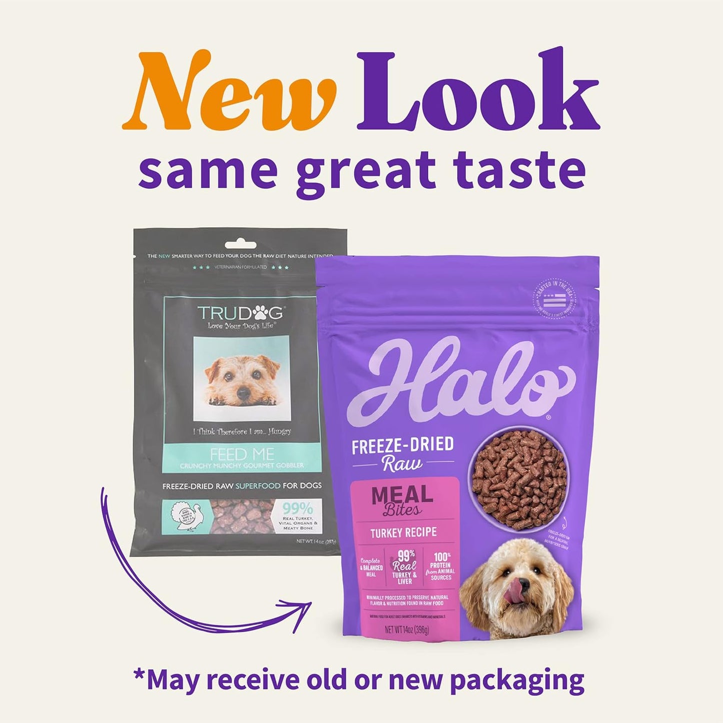 Halo Freeze Dried Raw Dog Food, Turkey Recipe, 100% Protein Source, Real Meat for Natural Energy, Meal Bites, 14 Oz Bag