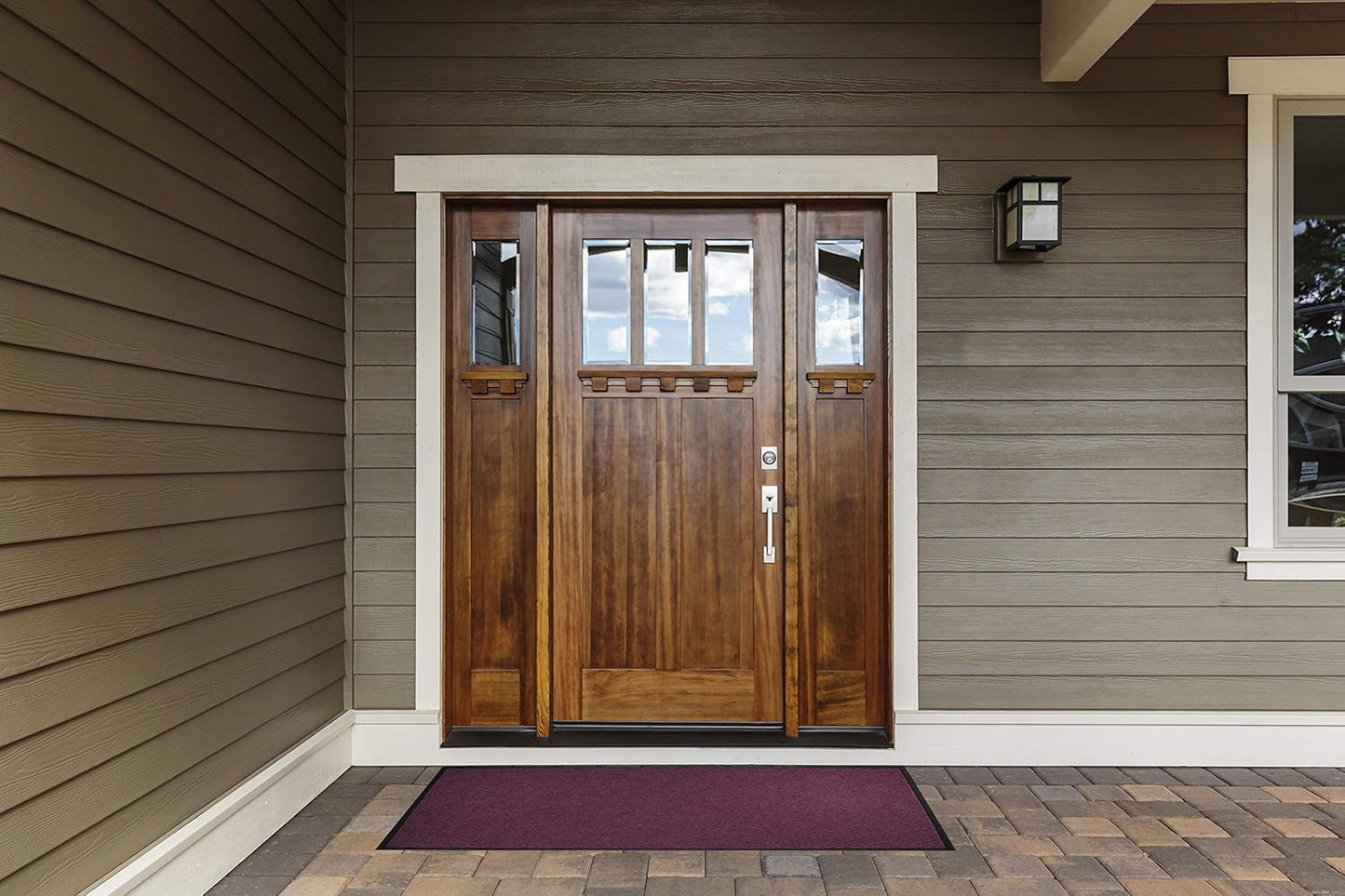 WaterHog Diamond | Commercial-Grade Entrance Mat with Rubber Border – Indoor/Outdoor, Quick Drying, Stain Resistant Door Mat (Medium Blue, 4' x 10')