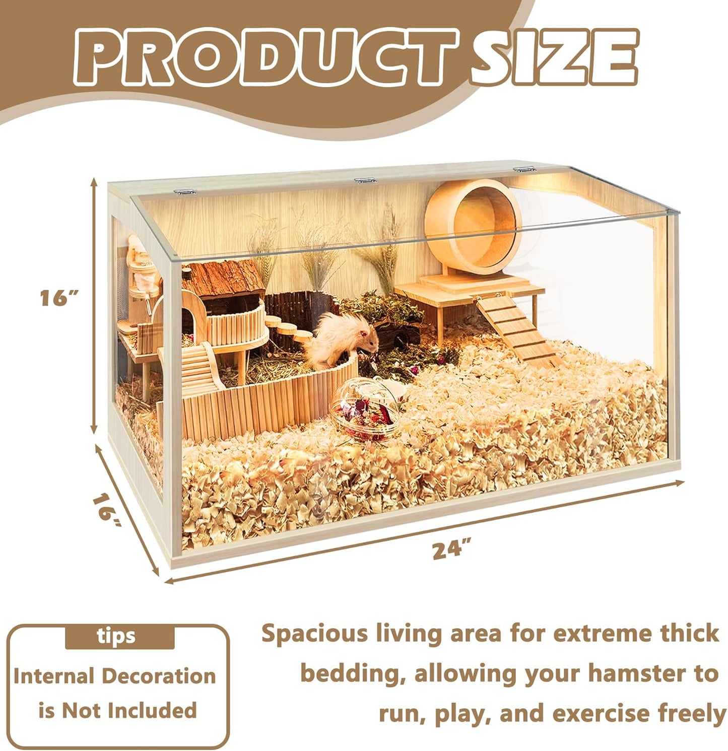Prolee Hamster Cage Chewproof, Large Hamster Cage Guinea Pig Cages Openable Top with Acrylic Sheets Solid Built, 24"