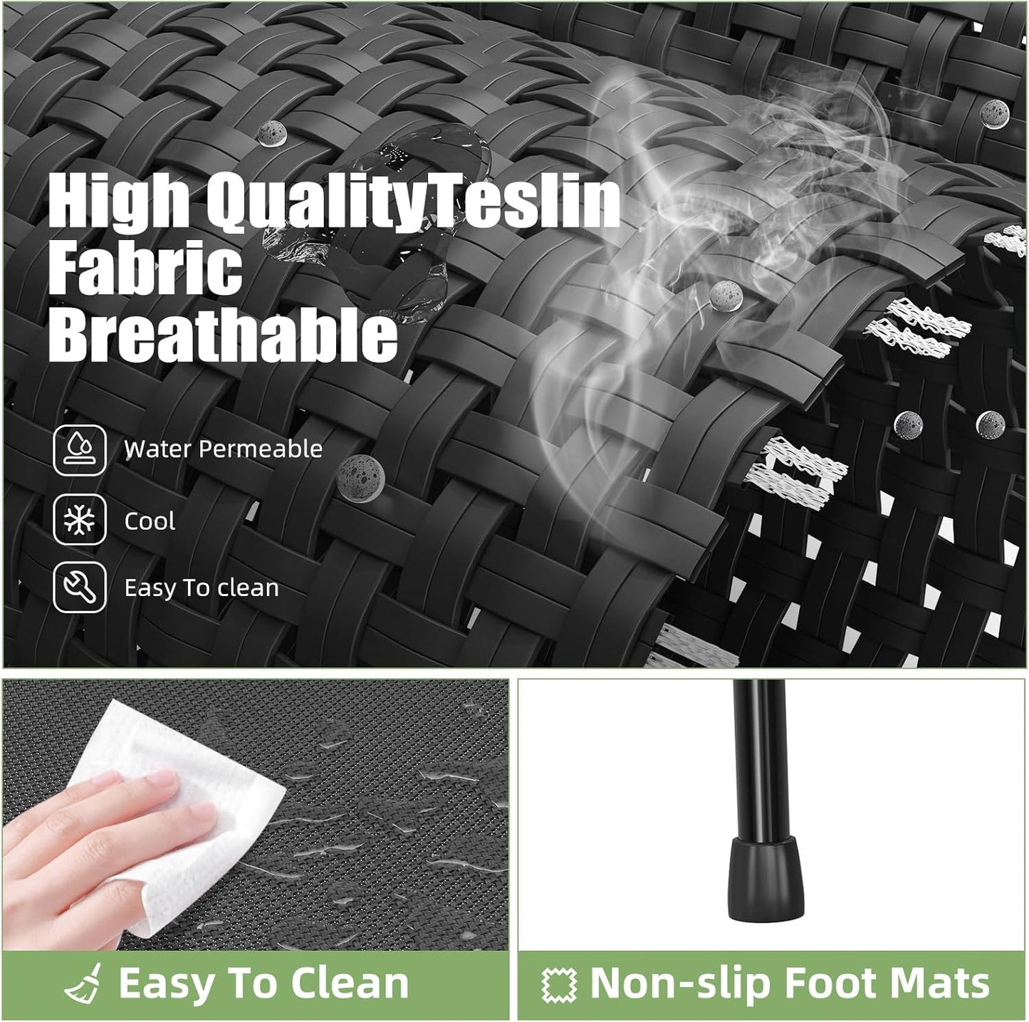 Raised Dog Bed, Outdoor Dog Bed for Dogs, Cooling Elevated Pet Cot, Durable and Sturdy Pet Bed, Waterproof Mesh Cover Raised Metal Frame, Non Slip, Black