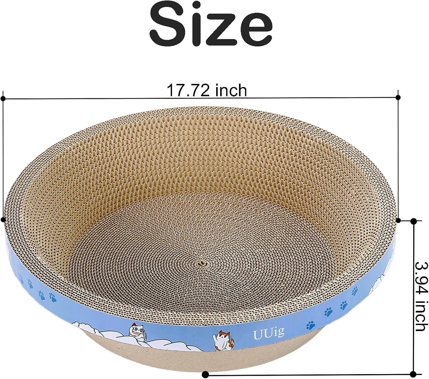 Cat Scratcher, 17.7x17.7 inches Cardboard Cat Scratchers for Indoor Cats, Large Cat Scratching Board, Round Bowl Cat Scratch Pad Bed with Catnip