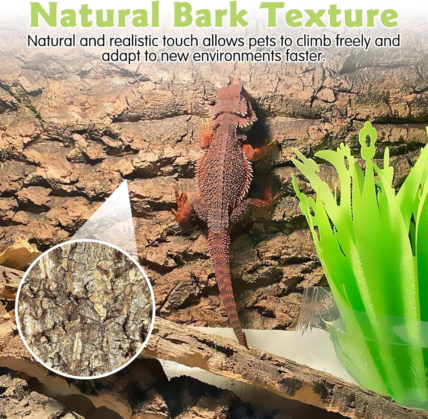 kathson 2PCS 15.7"L x 11.8"W Cork Tile Background Bark Reptile Tank Background Terrarium Backdrop Wall Decor Natural Reptile Climbing Mat for Spider Gecko Lizard Chameleon Bearded Dragon Turtle Snake