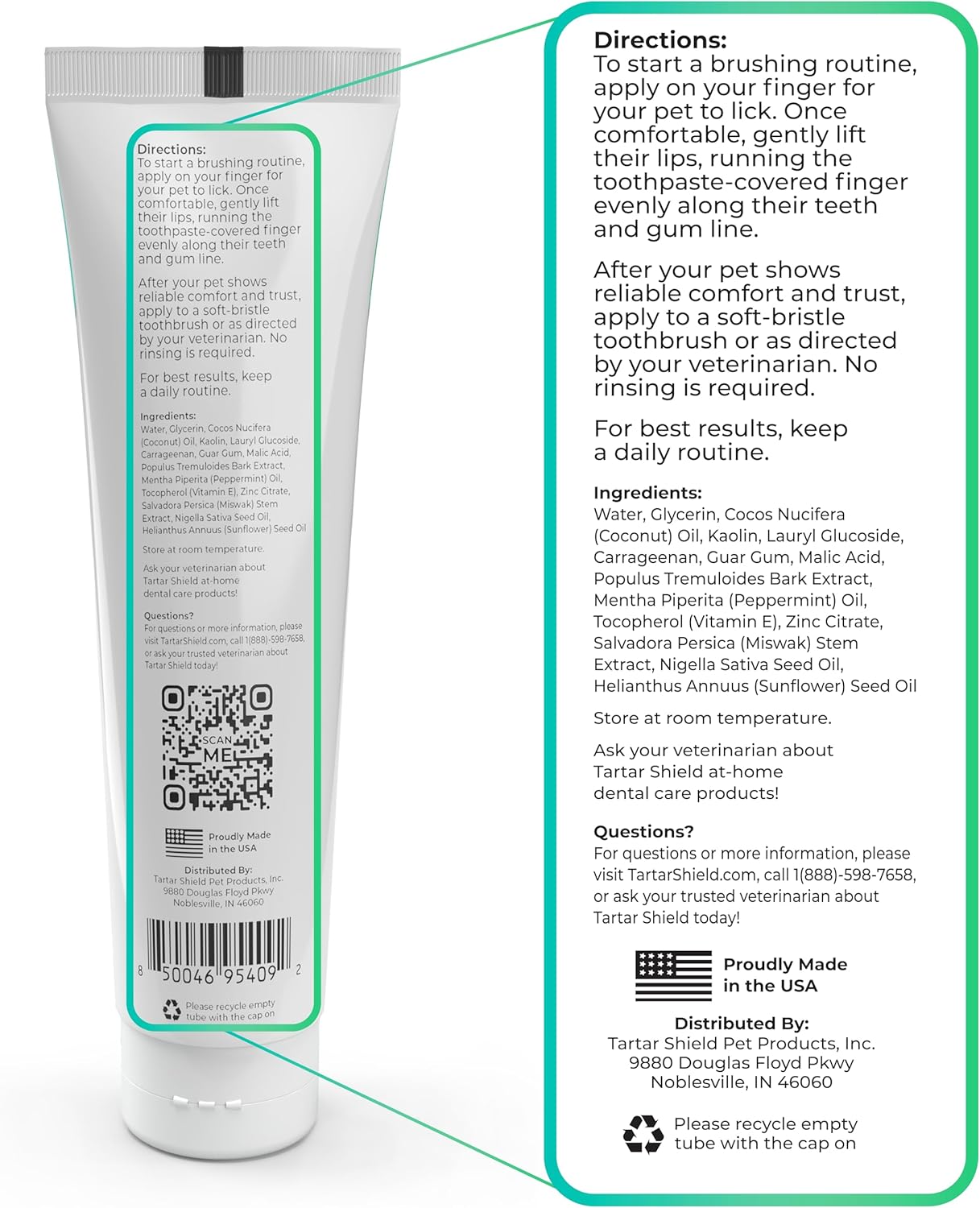 Tartar Shield Pro Care – Natural Enzymatic Pet Toothpaste – Protects Against Plaque & Tartar – Freshens Breath & Gently Removes Stains – for Dogs & Cats – Coconut Flavor, 3 Oz.