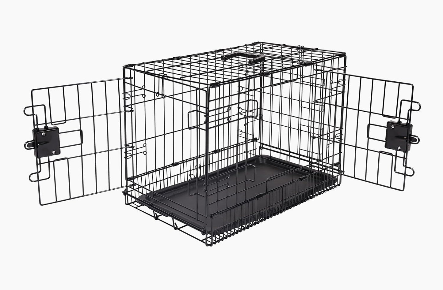 Amazon Basics Durable,Foldable Metal Wire Dog Crate with Tray, Double Door, Divider, 22 x 13 x 16 in, Black