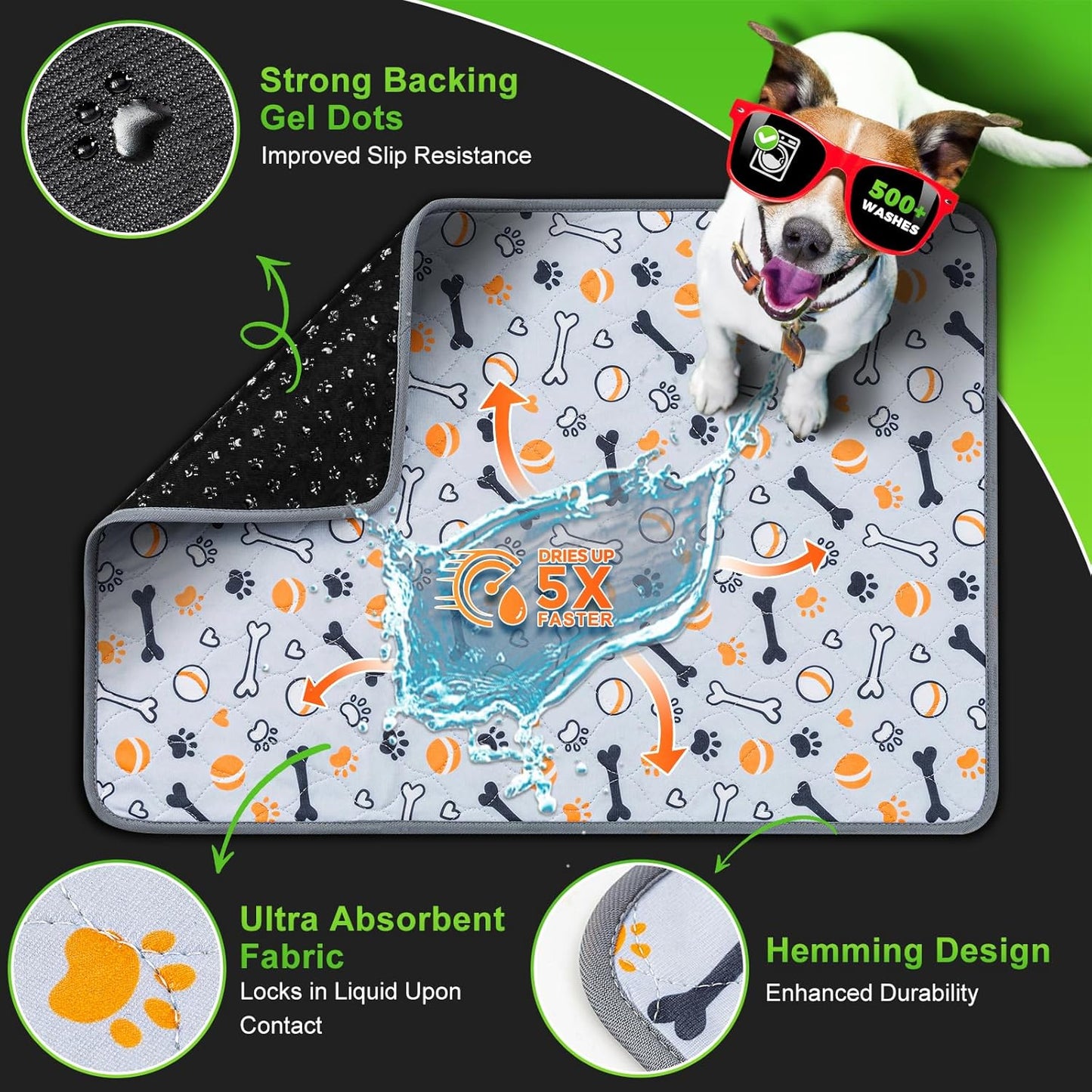 Hompet Dog Grass Pad with Tray Large, 52.7"x35", 2 Reusable Artificial Turf for Dogs Potty, Waterproof Non-Slip Washable Pee Pads, Quickly Absorbency Portable Dog Litter Box for Indoor/Outdoor Use