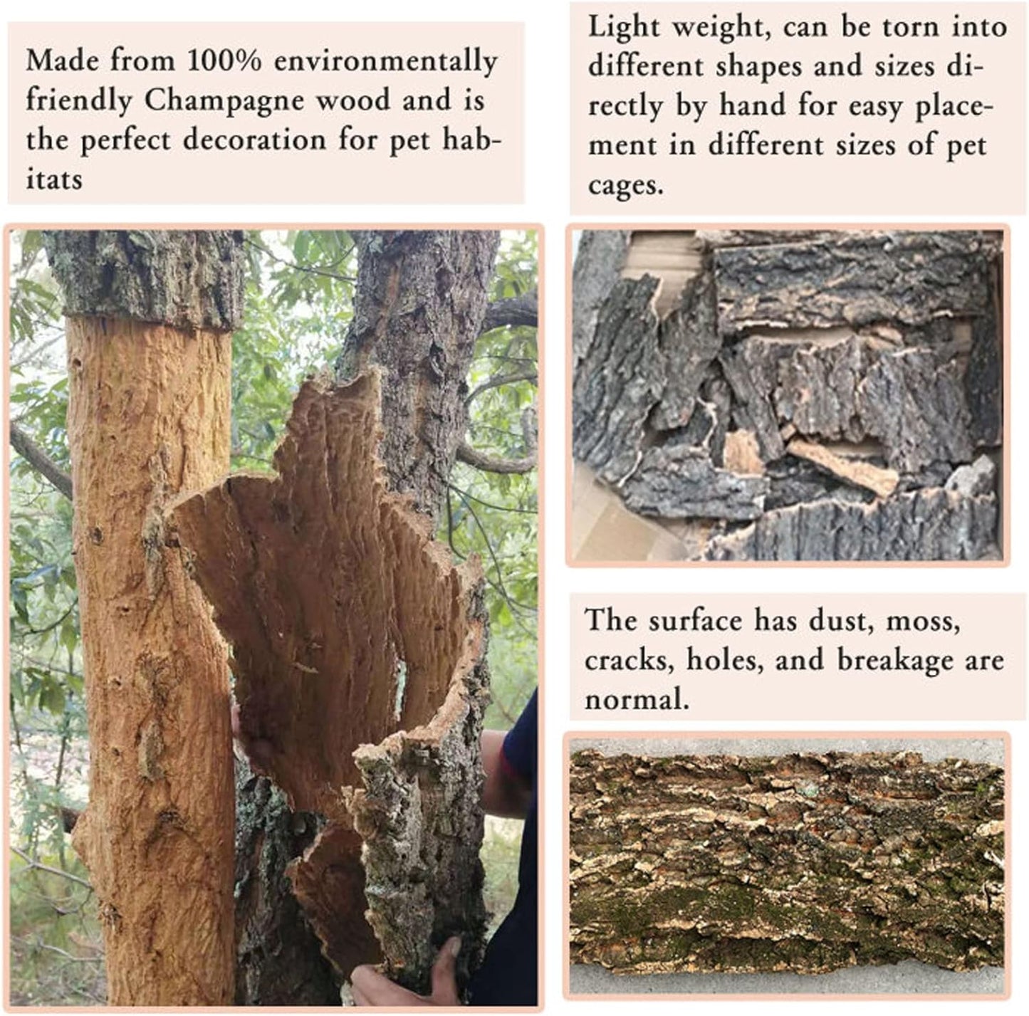 BNOSDM Reptile Cork Bark Tank Background Lizard Terrarium Wall Decor for Bearded Dragon Frog Leopard Gecko Tortoise Snake Chameleon 2PCS