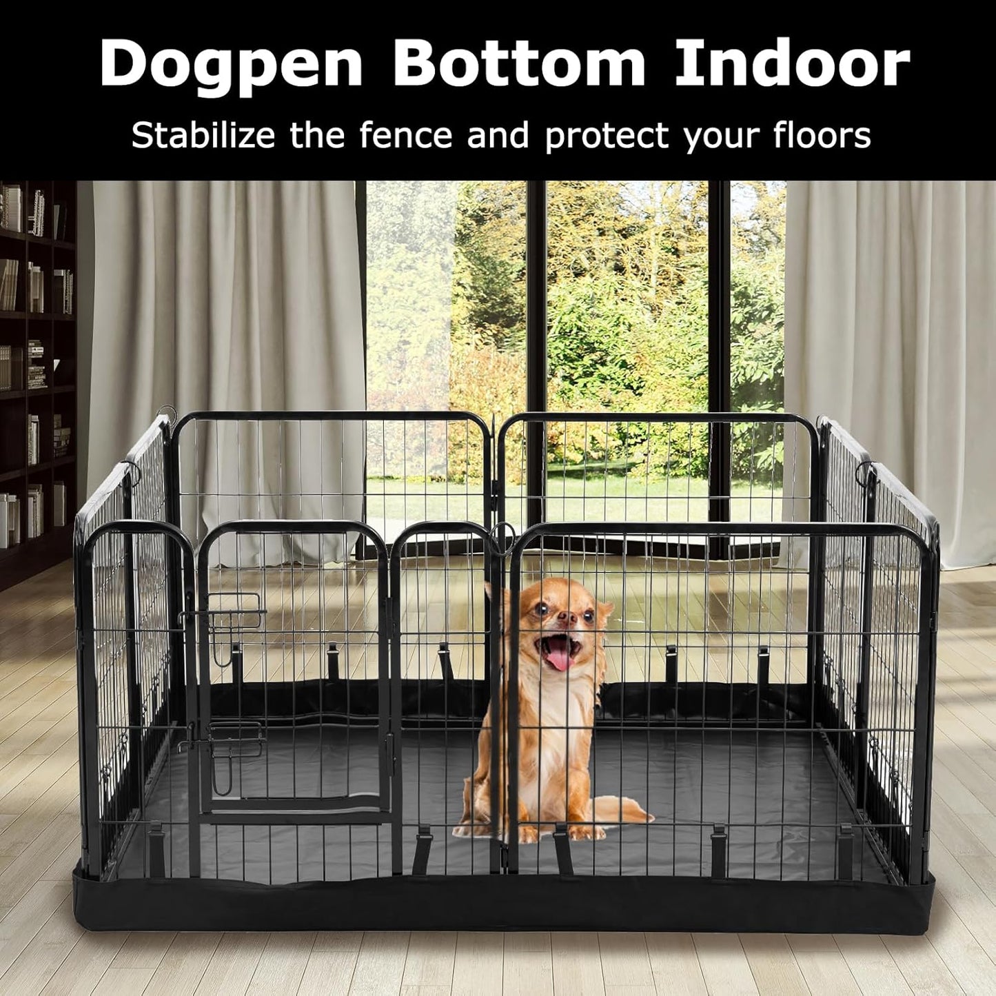 PJYuCien Rectangle Dog Playpen Bottom Pad - Fits 8 Panels 32" Width Metal Dog Pen -64"x64" Size 600D Oxford Cloth Waterproof Playpen Bottom Pad (Note: No Playpen)