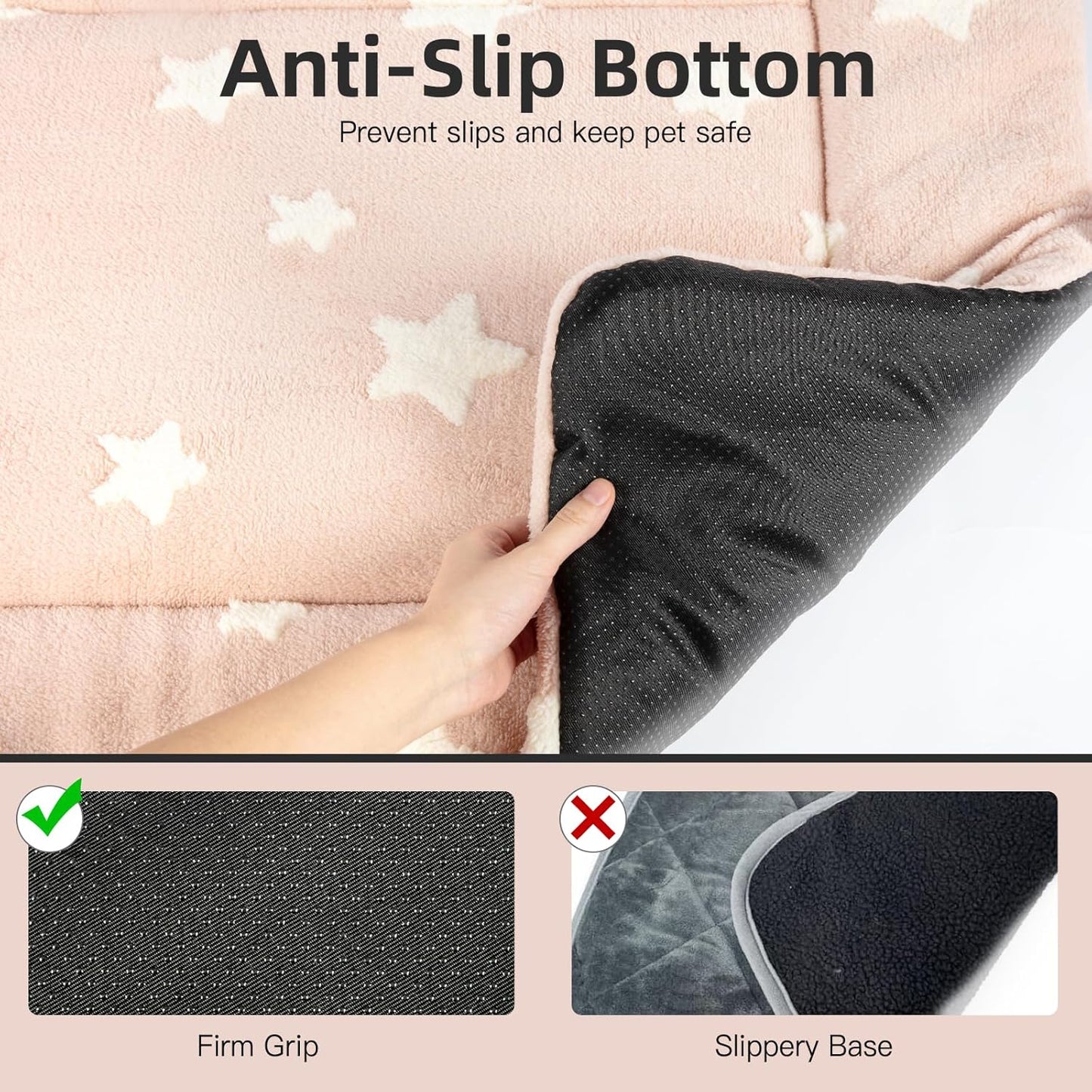 Mora Pets Cat Bed for Indoor Cats Washable Dog Crate Pad Cute Star Dog Bed Mat for Small Dogs Pet Kennel Pad for Cage Soft Flat Puppy Kitten Cushion Sleeping Anti-Slip Pink 22 x 13