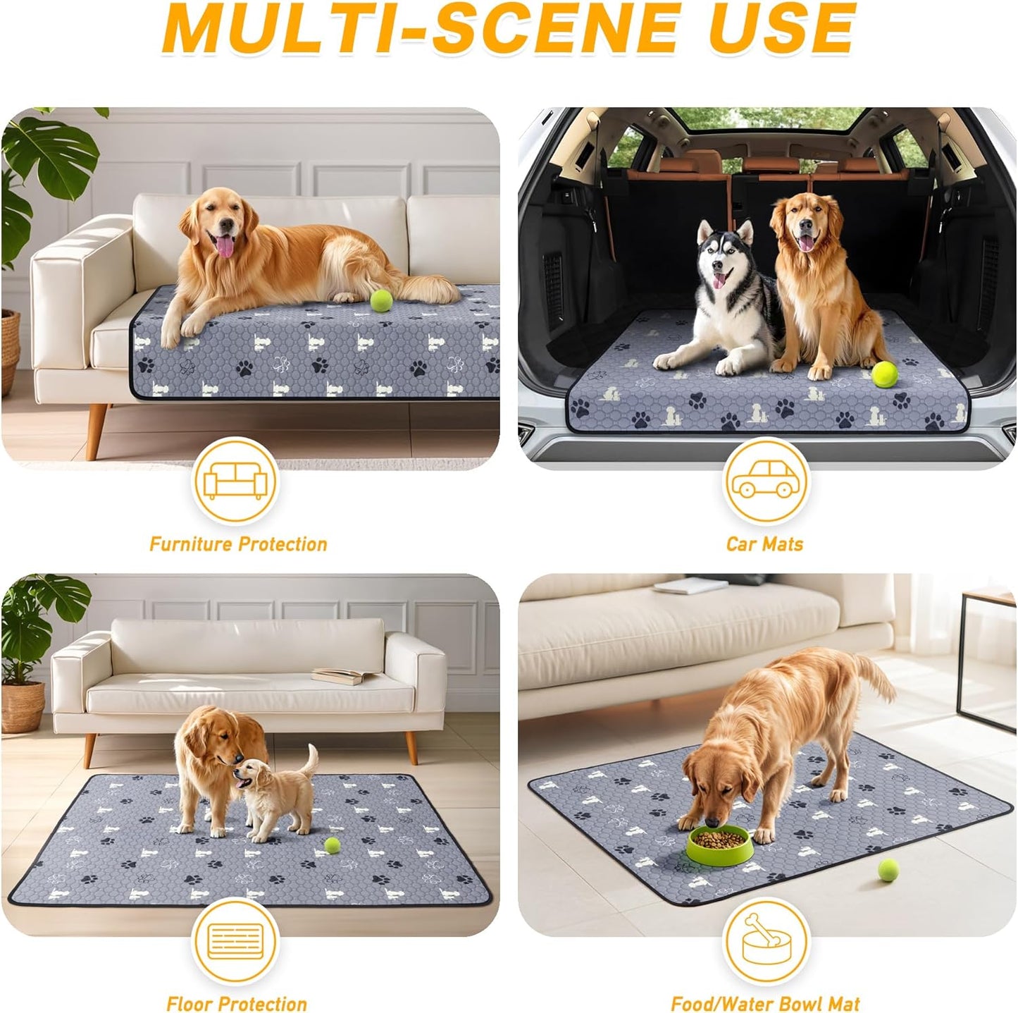 Washable Pee Pads for Dogs 65"x48", Extra Large Reusable Puppy Pads, Waterproof Pet Pee Pads for Dog Potty Training, Extra Large Dog Pee Pads for Crate, Playpen, and Whelping, Durable and Absorbent