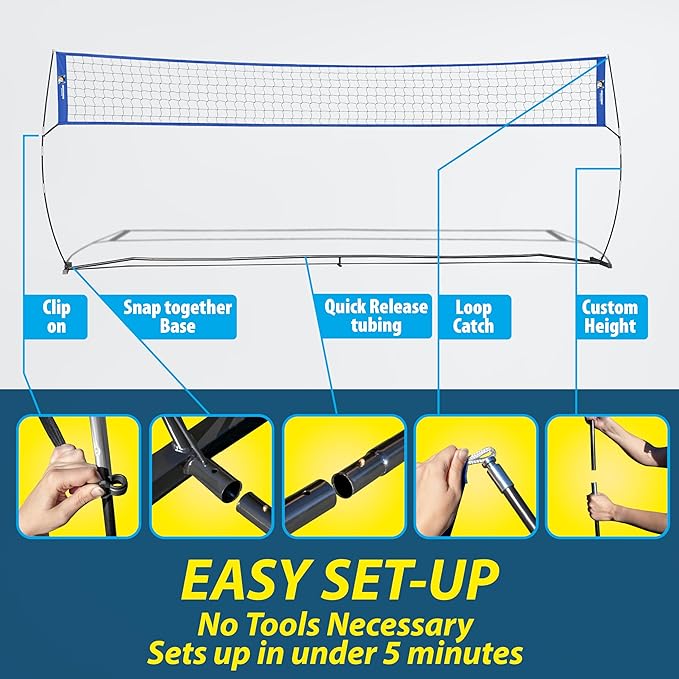 Outdoor Volleyball Net for Backyard. 12FT/20FT/32FT 4 Adjustable