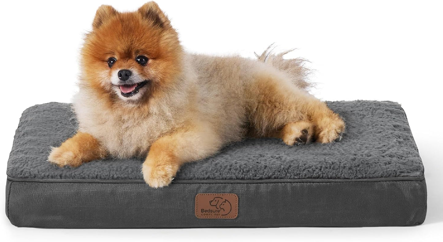 Bedsure Dog Bed for Small Dogs - Orthopedic Flat Puppy Beds with Removable Washable Cover, Egg Crate Foam Pet Mat, Suitable for Pet Up to 20 lbs