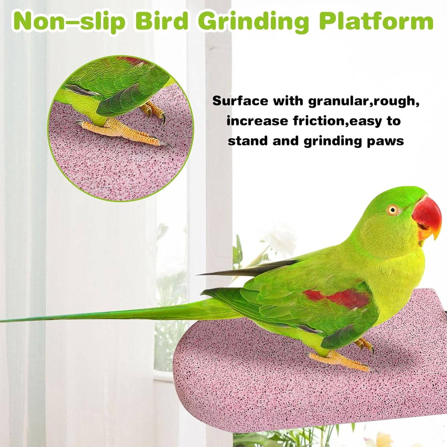 PINVNBY 3 PCS Bird Perches Calcium Parrot Perch Stand Bird Beak Grinding Stone Foot Claws Trimmer Multiple Colors Parakeets Chewing Toys Bird Cage Accessories for Budgie Cockatiel Conure Lovebird