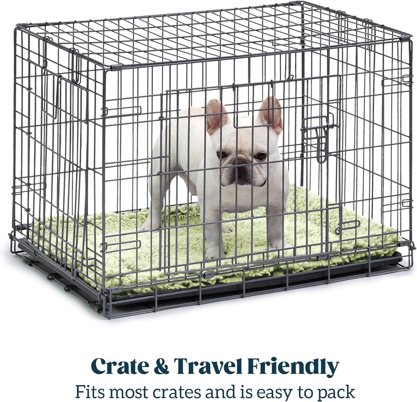 Stoutwool Indestructible Dog Bed - Fluffy Chew Proof Dog Crate Pad - Tough Kennel Pad for Aggressive Chewers - Washable, Ideal for Large Breeds & Fits 42-Inch Crate - 41"x27", Gleam