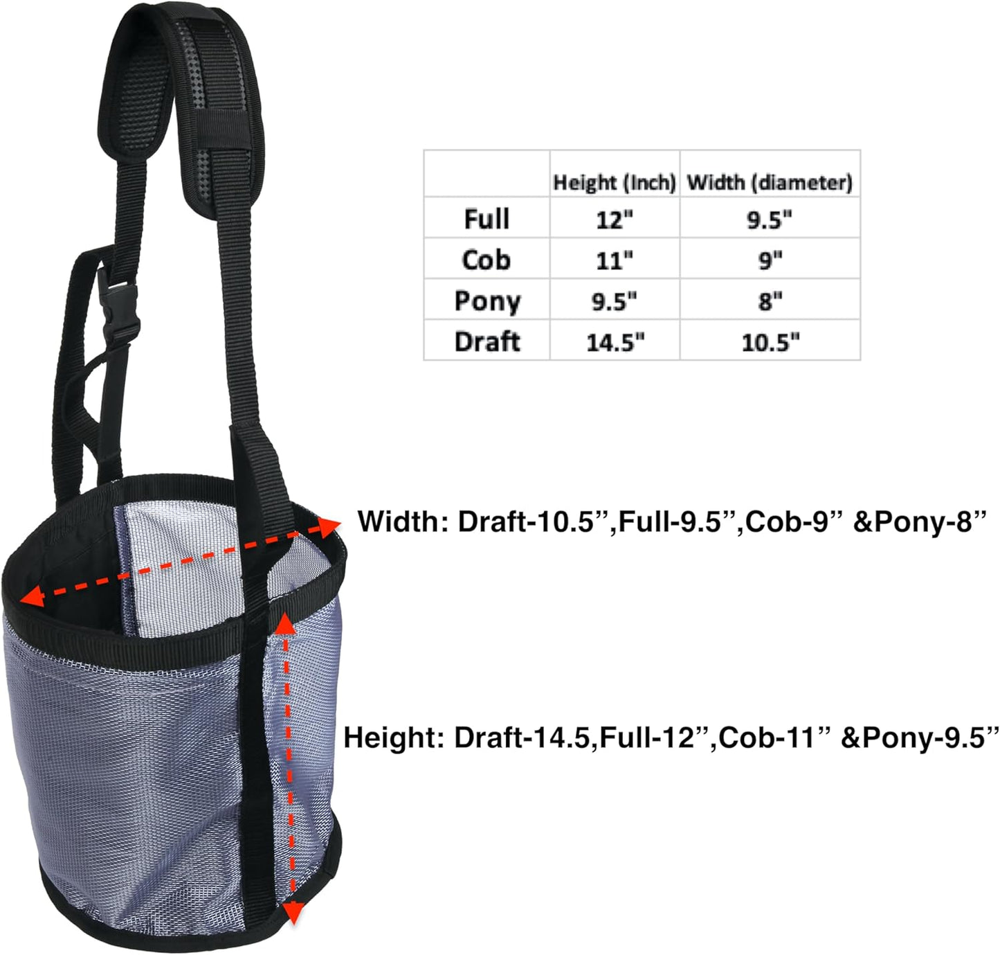 Majestic Ally Horse Feed Bag, Heavy Duty Nylon Mesh Grain Feed Bag, Adjustable Strap with Durable Snap and Elastic Straps, Comfort Neck Pad and Nose Pad- Large (Full, Beige)