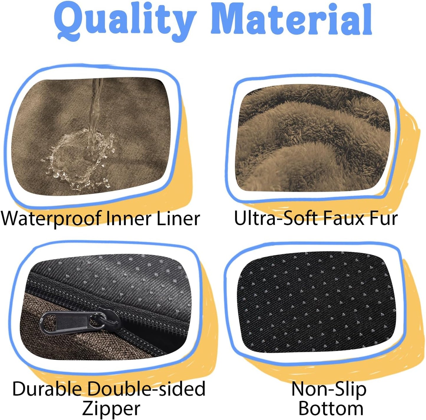 Washable Orthopedic Large Dog Bed - XL Large Dog Bed with Removable Bolsters Cover Foam Support Big Dogs Beds Non-Slip Bottom & Waterproof