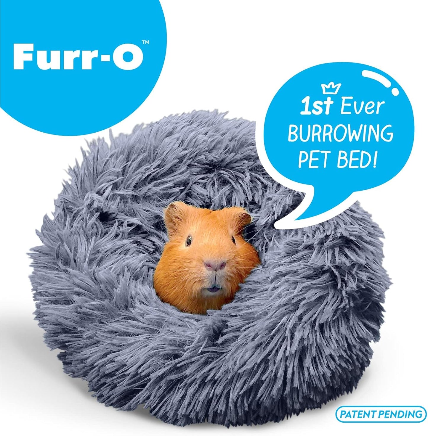 Paw Inspired Furr-O Burrowing Pet Bed with Zip-On Spandex and Fleece Bottoms for Guinea Pigs and Other Small Animals, Cozy Carrier, Hideout Enrichment Toy, Cage Accessories (Dark Gray)