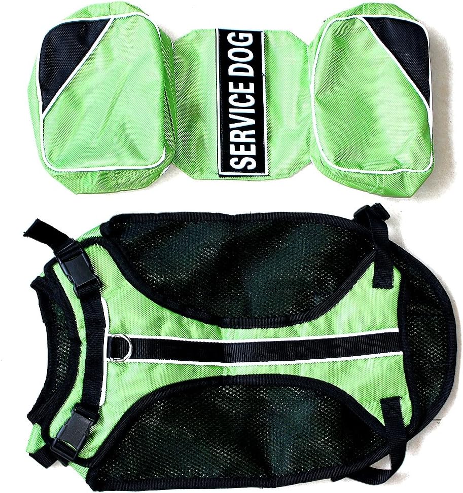 Serijoars Dog Vest Harnesses with Saddlebag Backpack for Camping & Travel - Reflective Hound Hiking Backpack Saddle Bag - Lightweight Vest Harness for Medium & Large Dogs (Green, S)